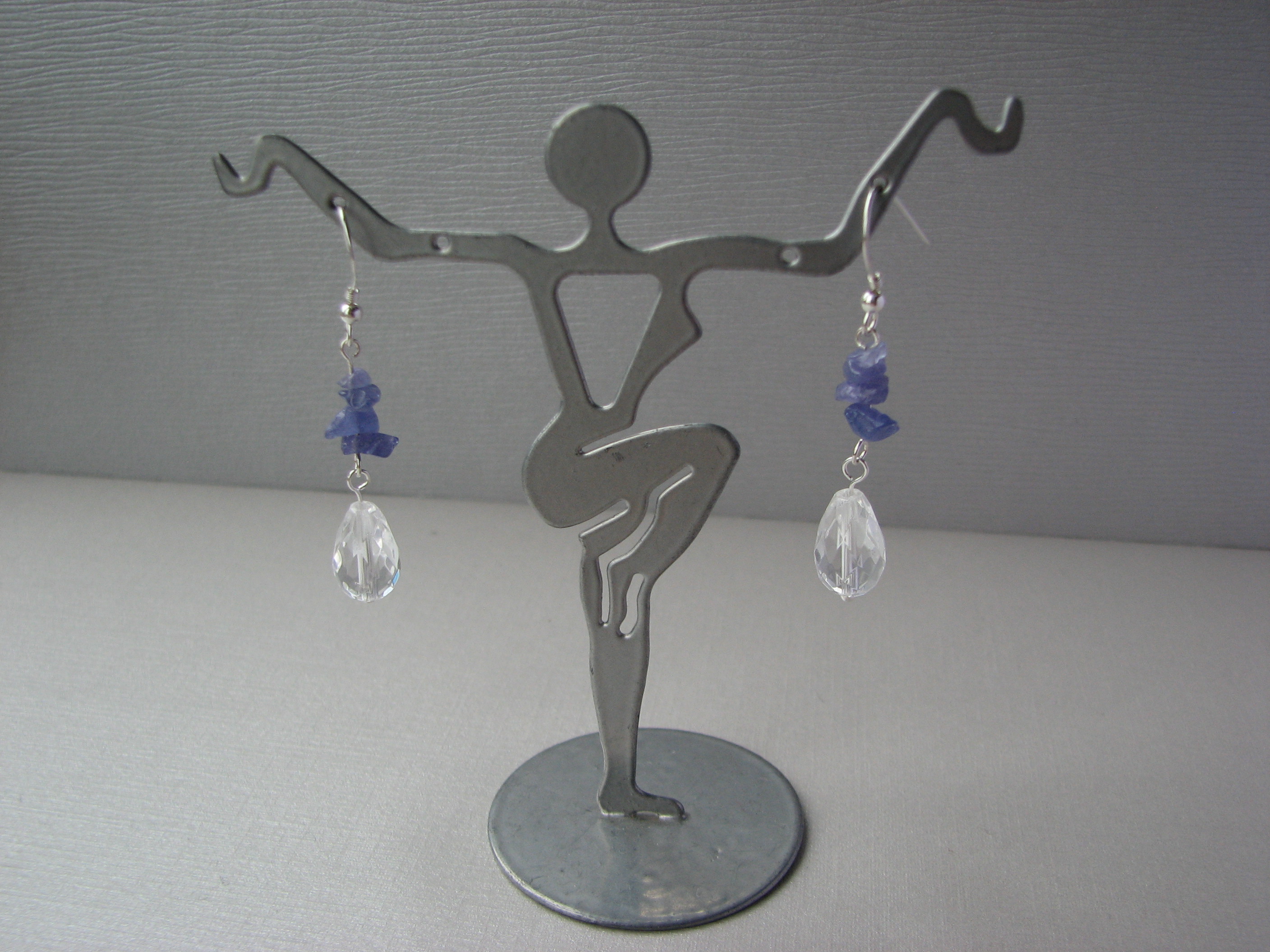 Tanzanite, qaurtz and silver earrings