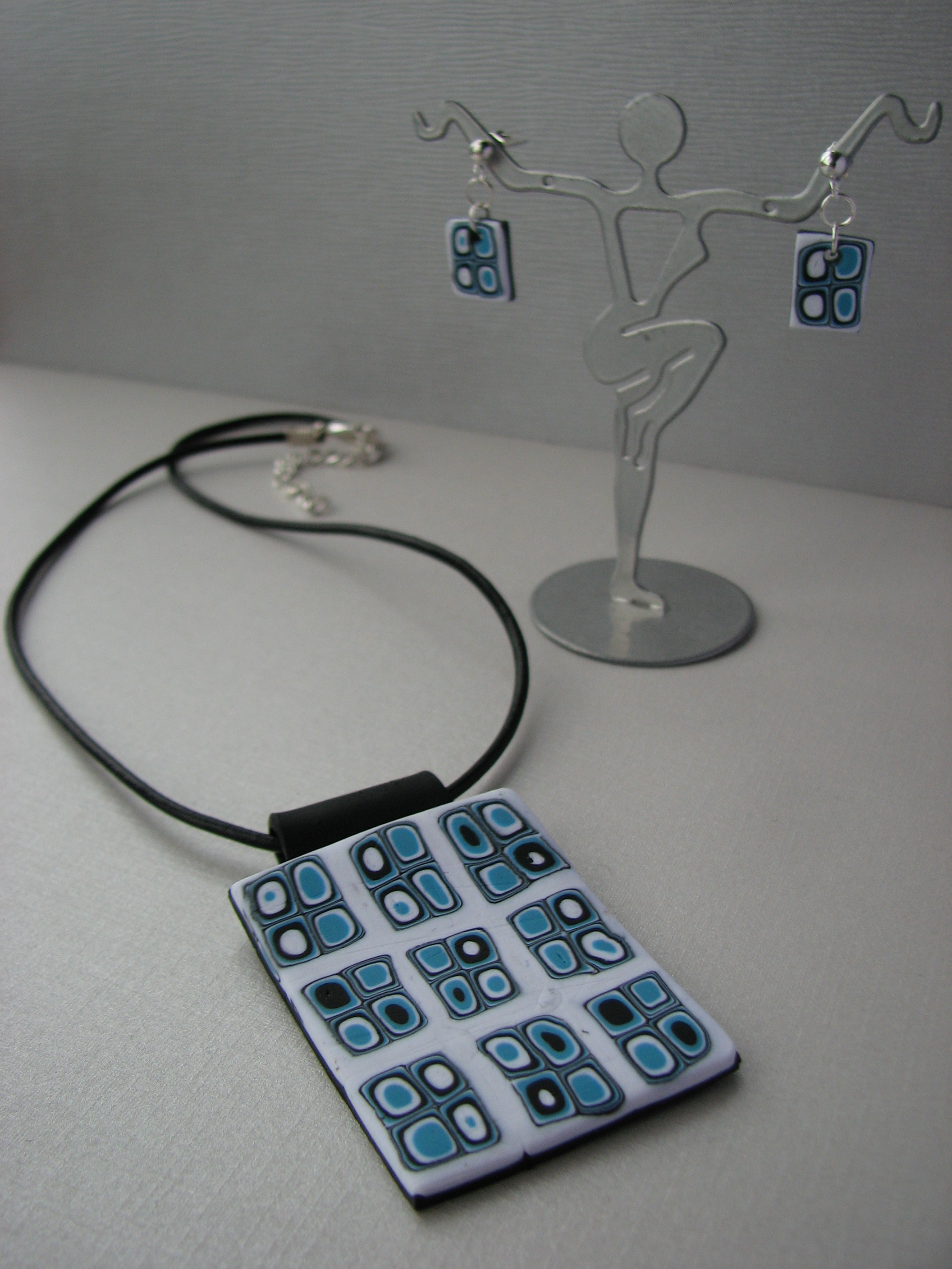 Polyma clay pendant and earrings