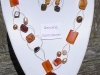 Carnelian,Sardonyx,Bronzite and Pearl necklace and earrings £20.50,£5.50