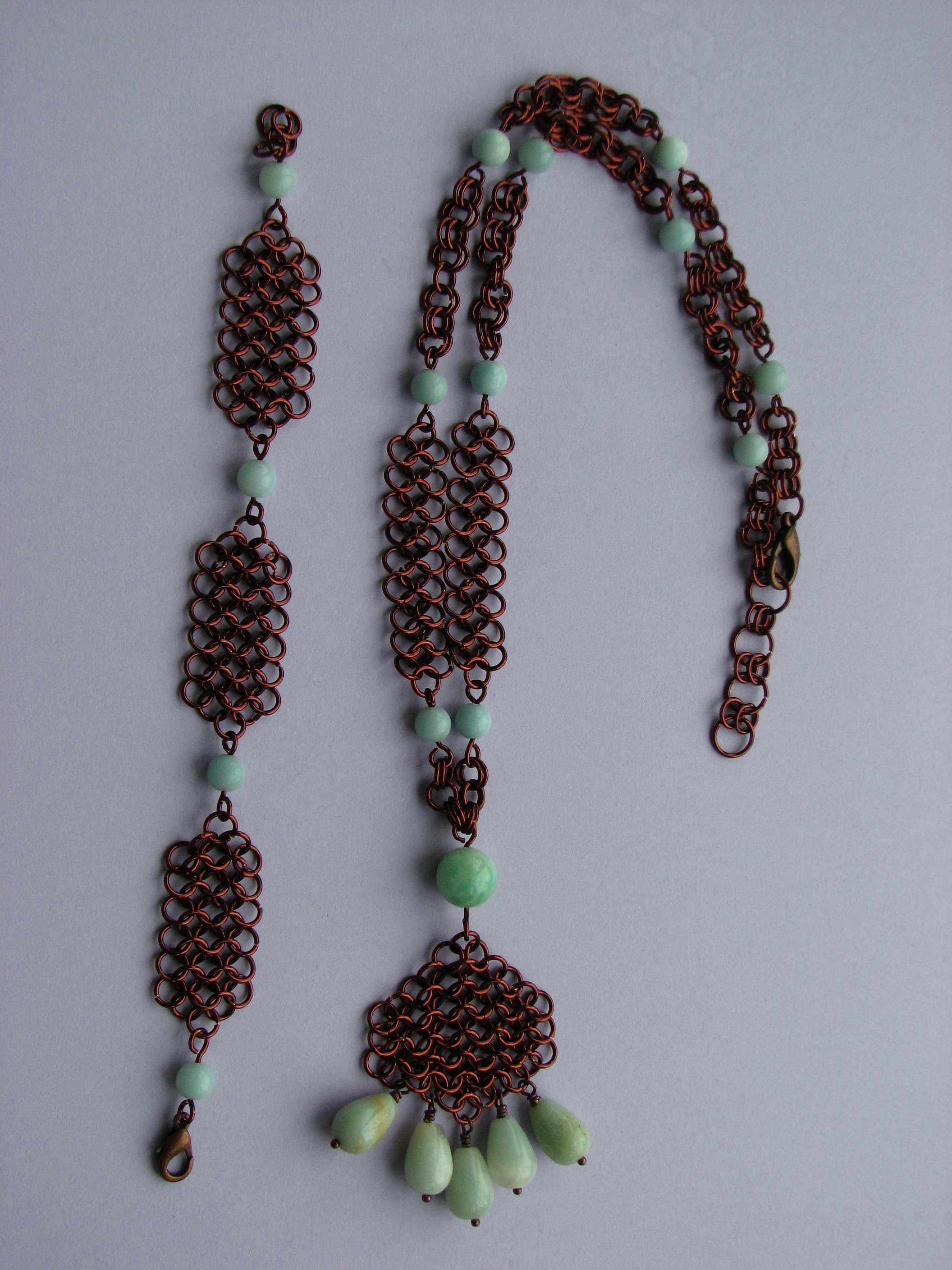 Amazonite and Chain Maille necklace and bracelet
