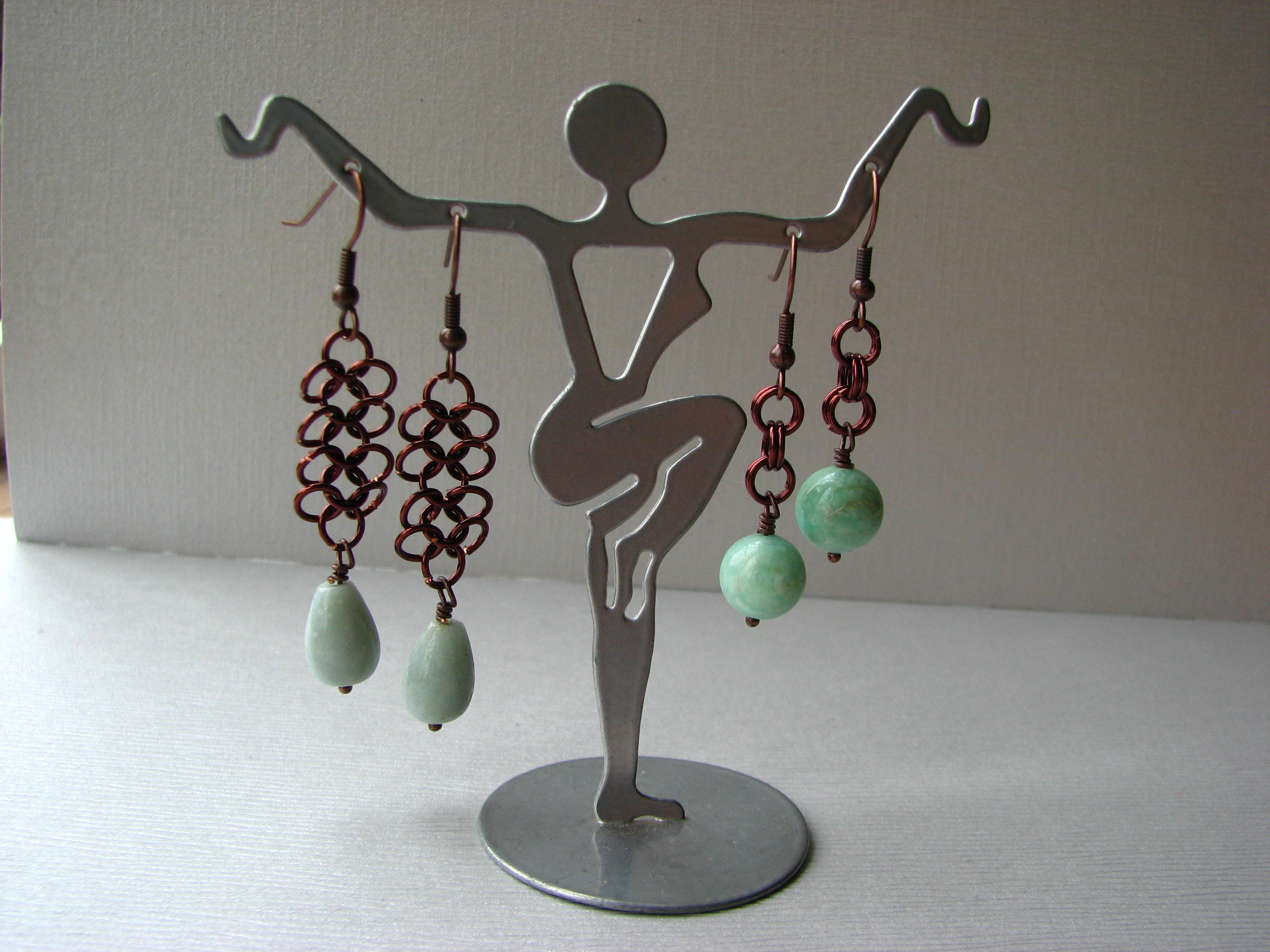 Amazonite and chain maille earrings