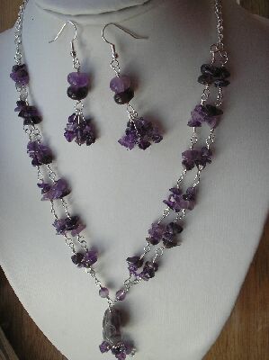 Amethyst necklace and earrings