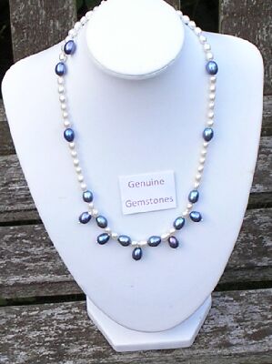 Blue and White Pearl necklace