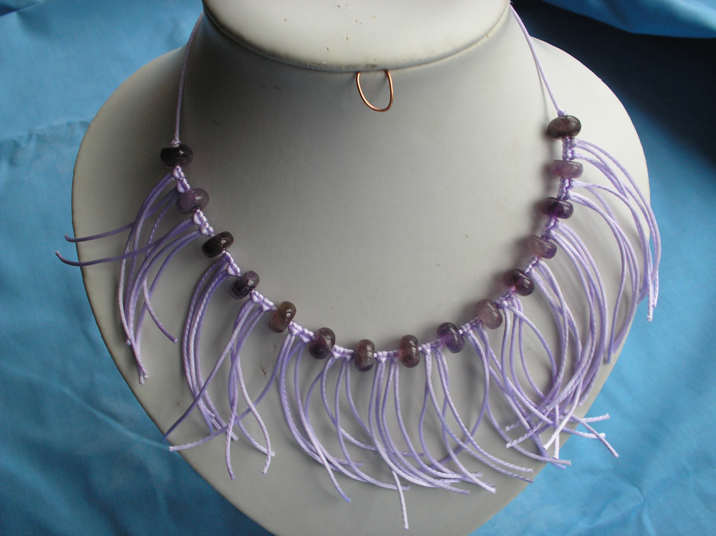Amethyst and cord necklace